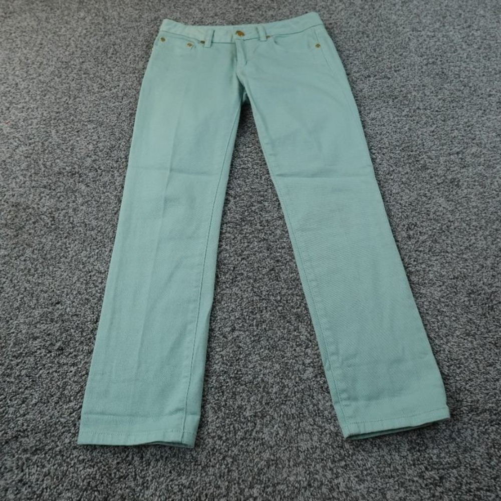 Tory Burch Pants Womens 25 Blue Green Alexa Cropped Skinny Low Rise Stretch Flex